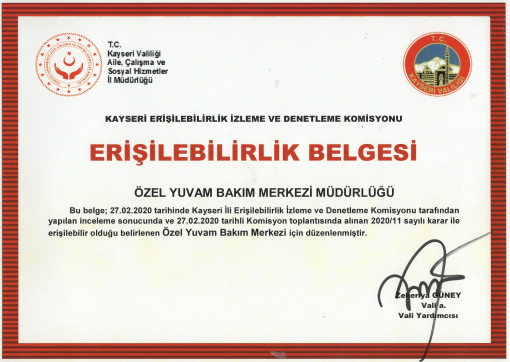 Yuvam Bakım Merkezi TSE Belgesi